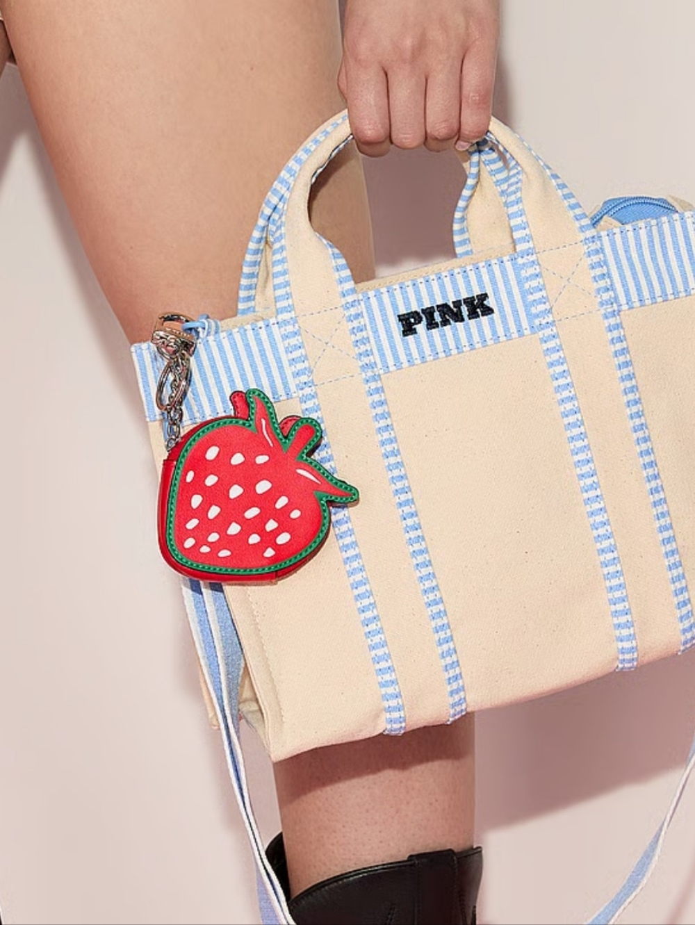 🍓 PINK Strawberry Coin Purse Keychain | Mini Zip Pouch Bag Charm NWT